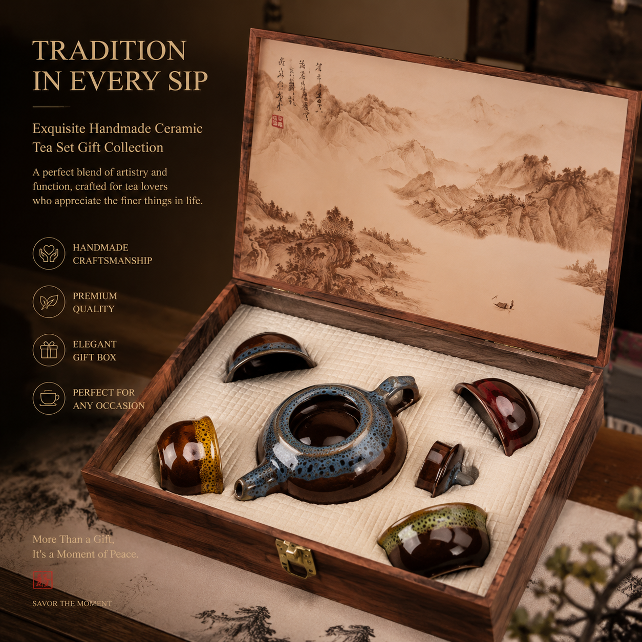 Thousand Miles of Rivers and Mountains: Six Famous Tea Gift Boxes【370g】