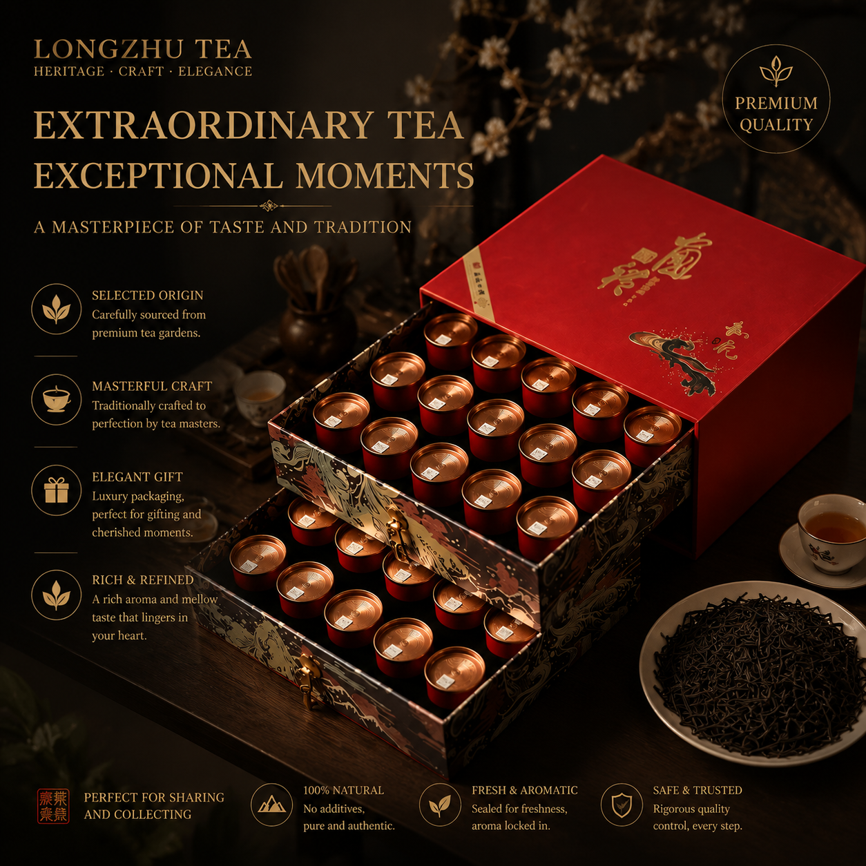 Lapsang Souchong Black Tea 30 Small Cans Gift Box【450g】