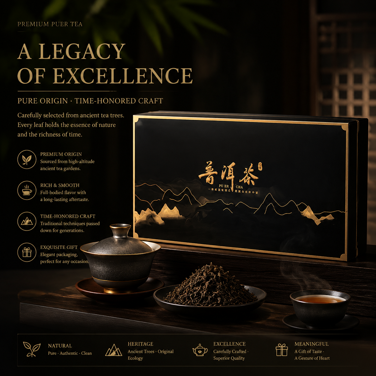 (recommend)Black Pu-erh ripe tea cake gift box【357g】