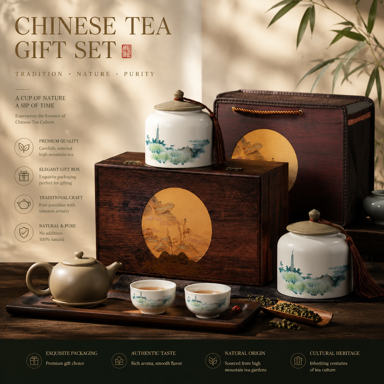 Mountain and Water Wooden Box Jasmine Tea【300g】